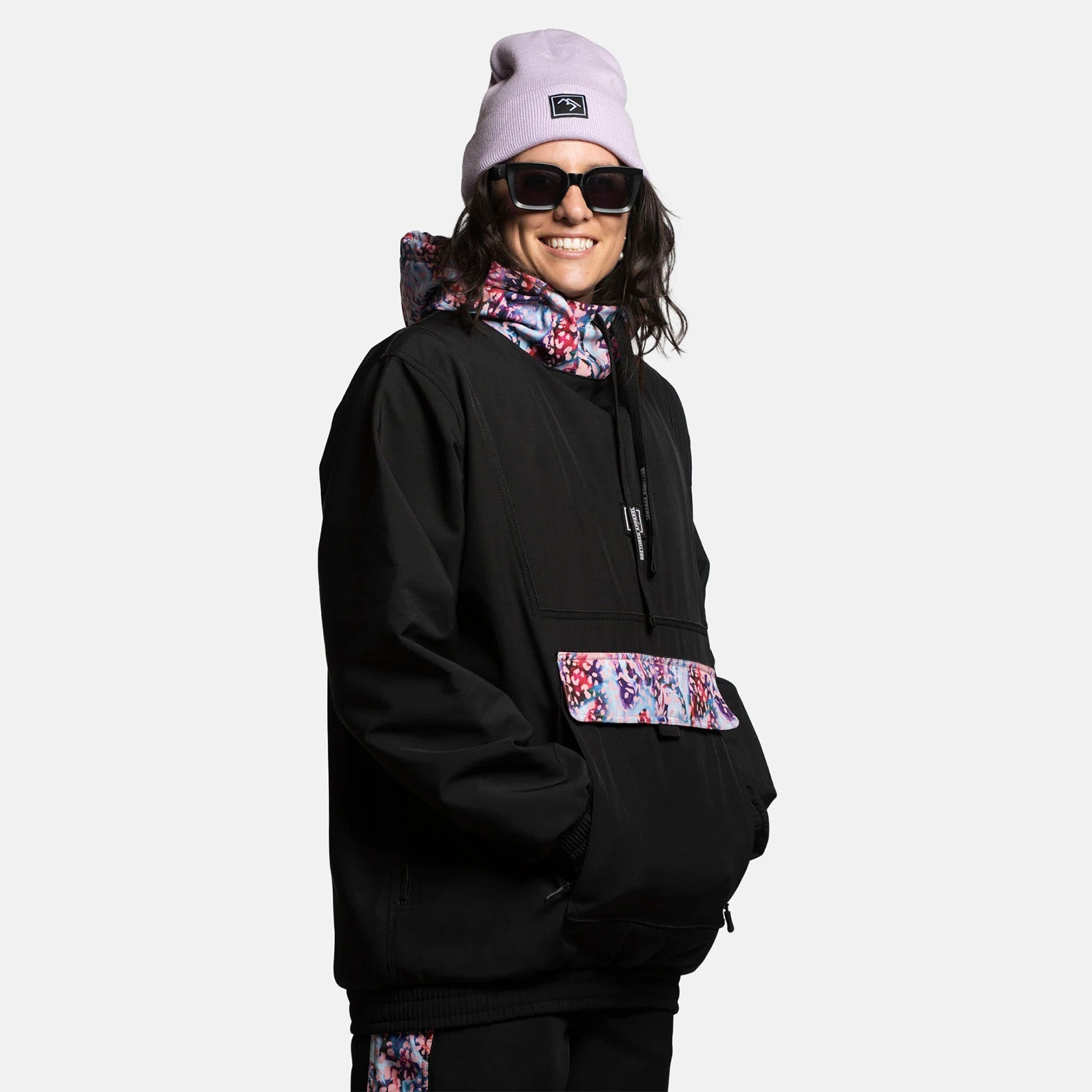 Brethren Apparel W' Basline Pullover Jacke - Darkside / Thompson Print Schwarz Bild 2